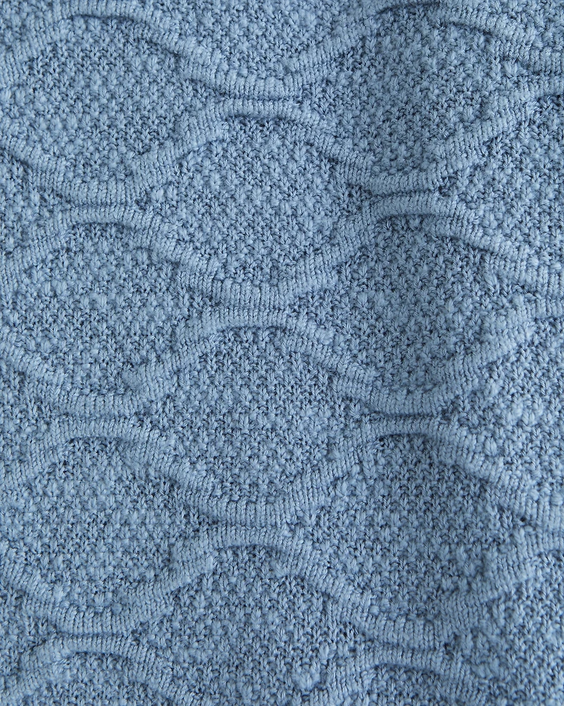 Crochet-Style Button-Through Sweater Polo