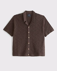 Crochet-Style Button-Through Sweater Polo