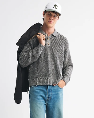3-Button Collared Sweater