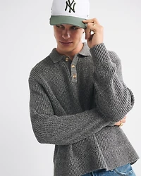3-Button Collared Sweater