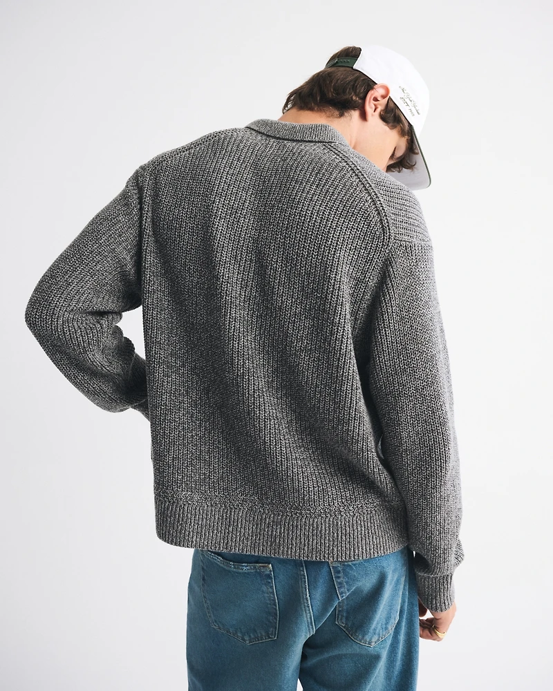 3-Button Collared Sweater