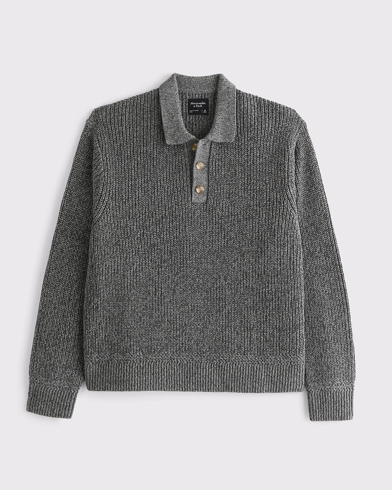 3-Button Collared Sweater