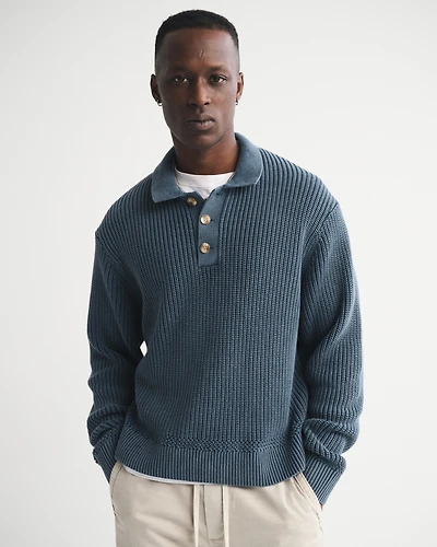 3-Button Collared Sweater