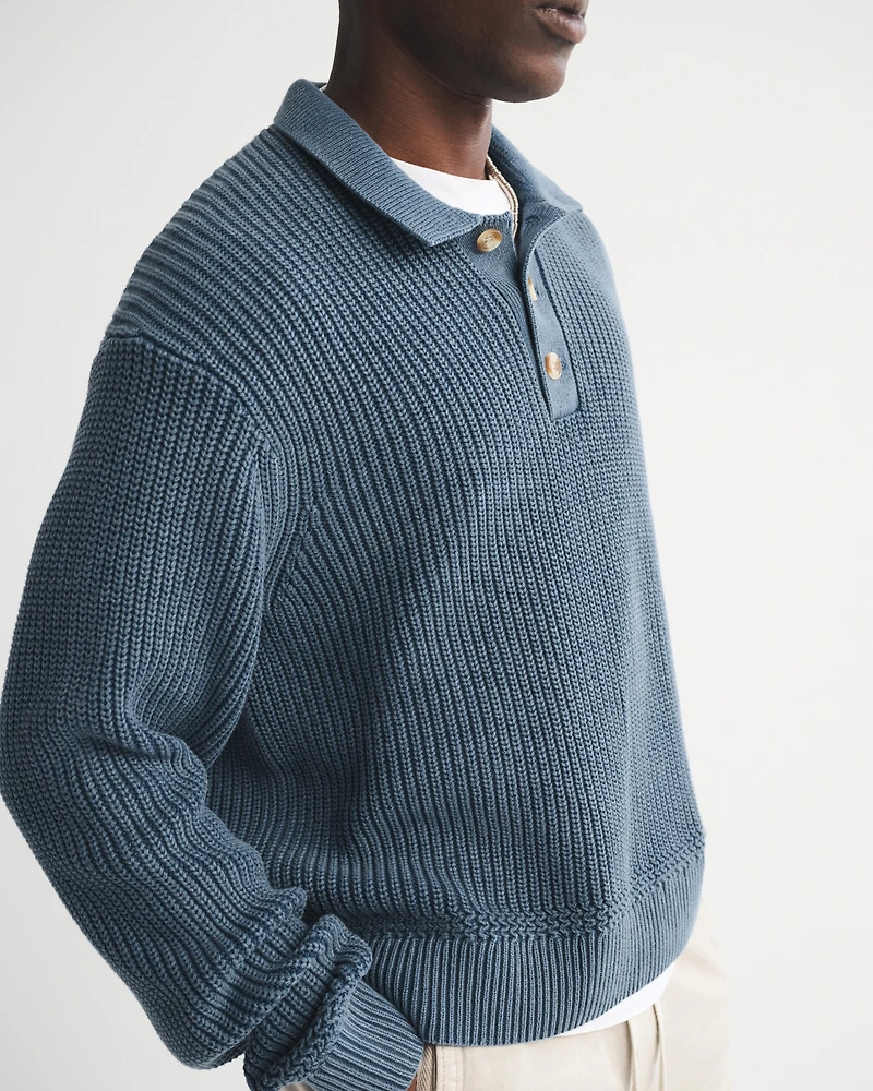 3-Button Collared Sweater
