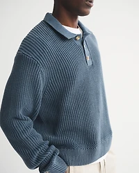 3-Button Collared Sweater