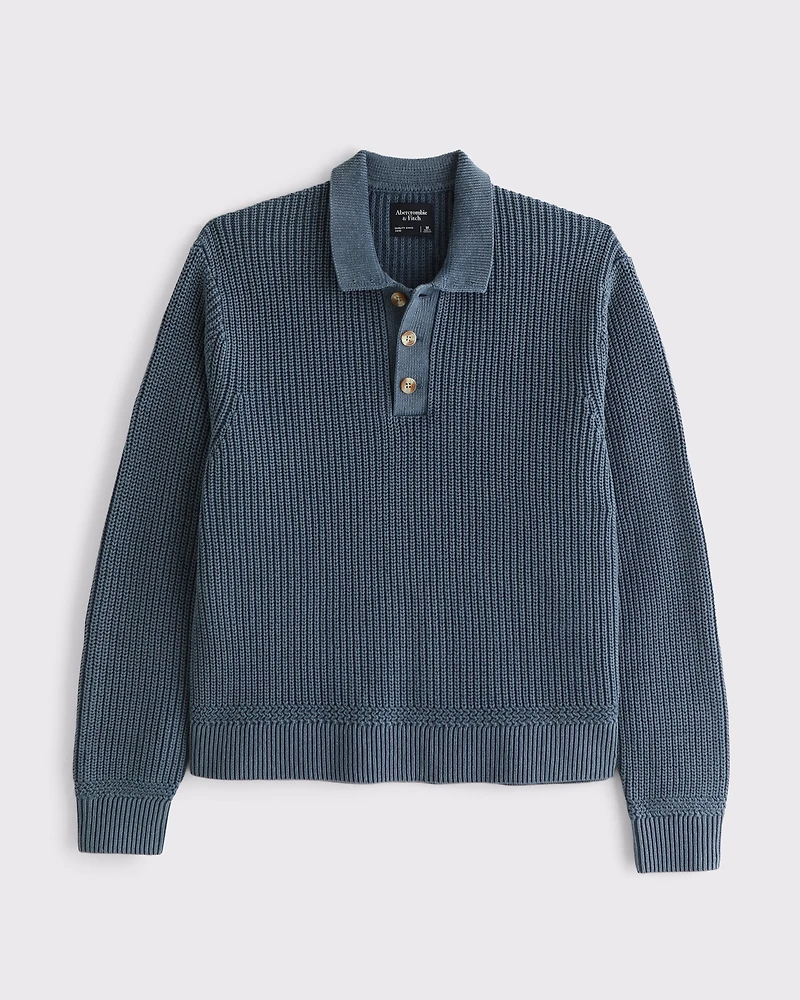 3-Button Collared Sweater