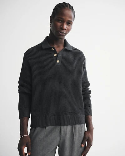 3-Button Collared Sweater