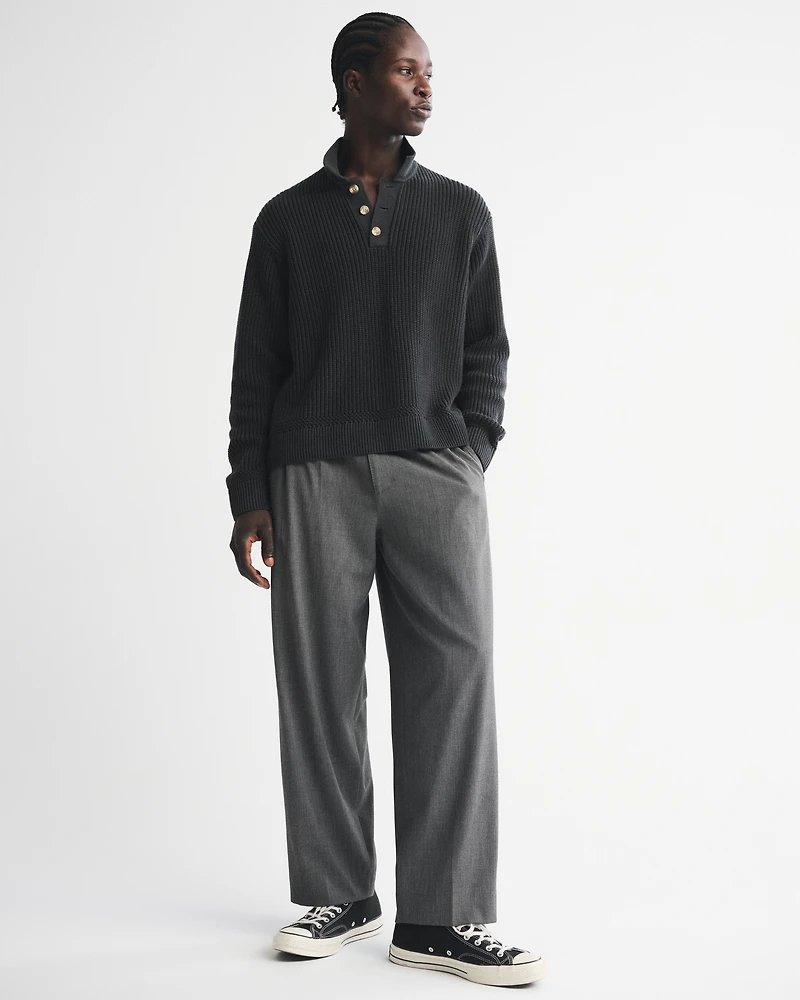 3-Button Collared Sweater