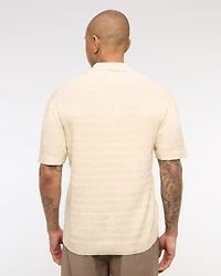 Pima Cotton Cable Johnny Collar Sweater Polo