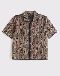 Crochet-Style Cactus Button-Through Sweater Polo