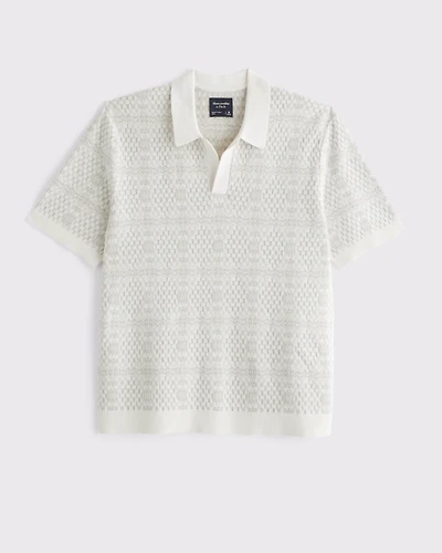 Textile-Inspired Johnny Collar Sweater Polo