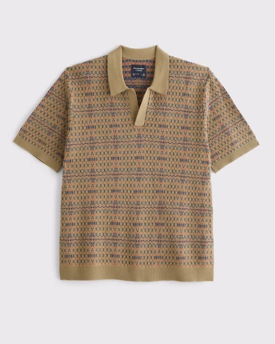 Textile-Inspired Johnny Collar Sweater Polo