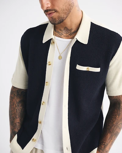 Retro-Inspired Button-Through Sweater Polo