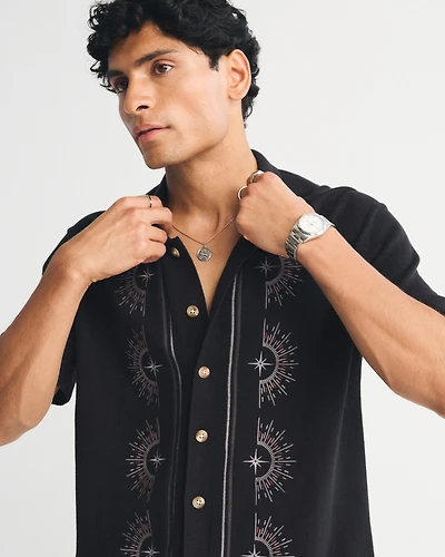 Retro-Inspired Button-Through Sweater Polo