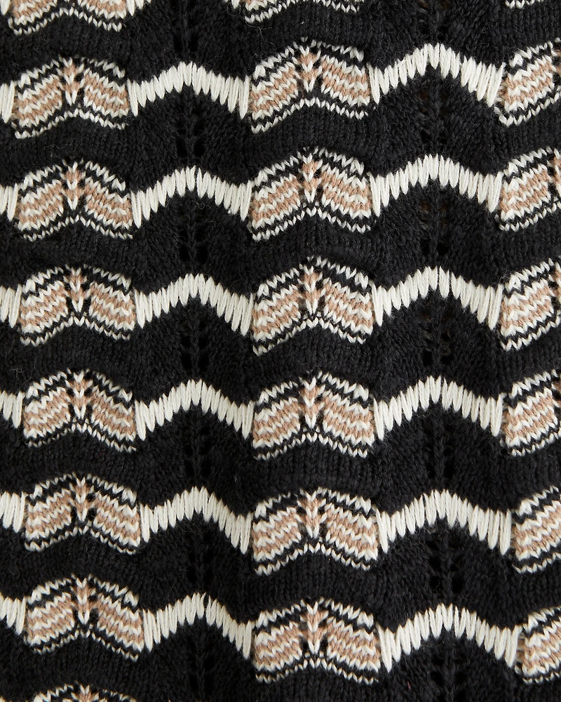 Crochet-Style Button-Through Sweater Polo