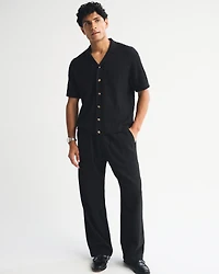 Crocodile Texture Button-Through Sweater Polo