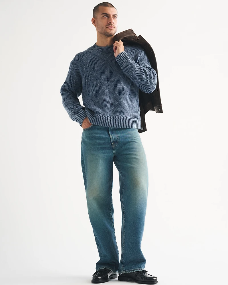 Diamond Stitch Crew Sweater