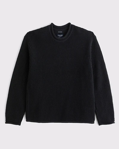100% Cotton Textural Rollneck Crew Sweater