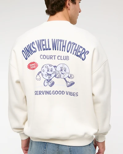 Sporty Graphic Crew Sweatshirt