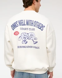 Sporty Graphic Crew Sweatshirt