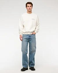 Sporty Graphic Crew Sweatshirt