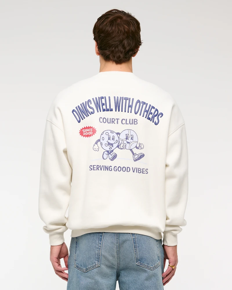 Sporty Graphic Crew Sweatshirt