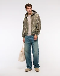 Sudadera con capucha y cremallera básica corta