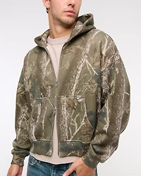 Sudadera con capucha y cremallera básica corta