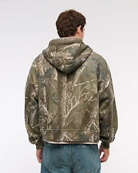 Sudadera con capucha y cremallera básica corta