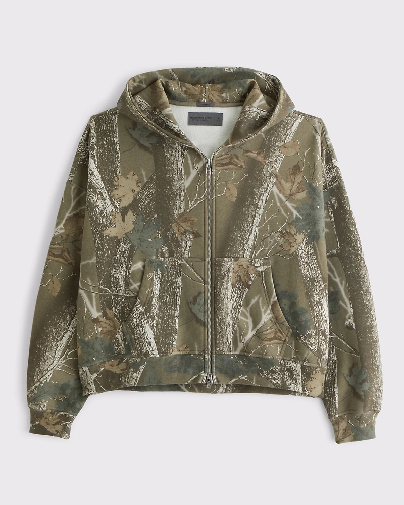 Sudadera con capucha y cremallera básica corta