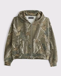 Sudadera con capucha y cremallera básica corta