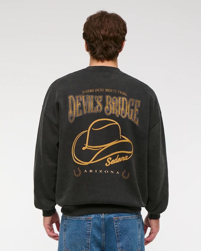 Western Graphic Crew Sweatshirt