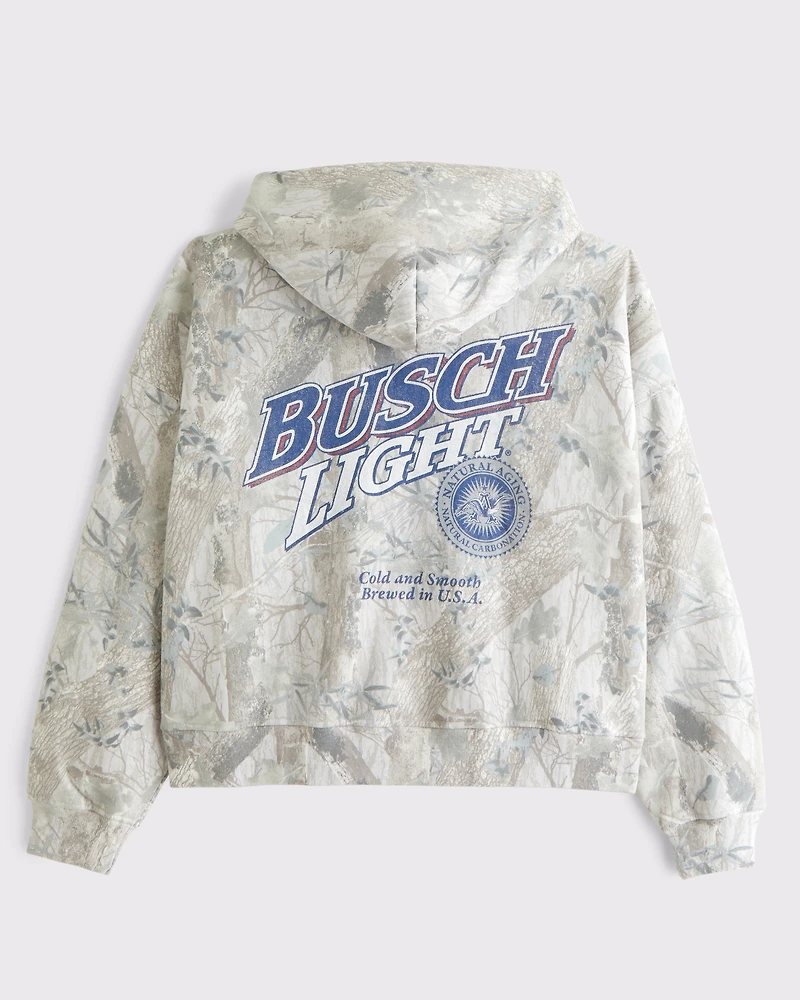 Busch Light Cropped Full-Zip Hoodie