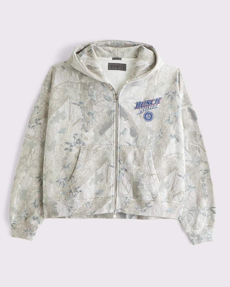 Busch Light Cropped Full-Zip Hoodie