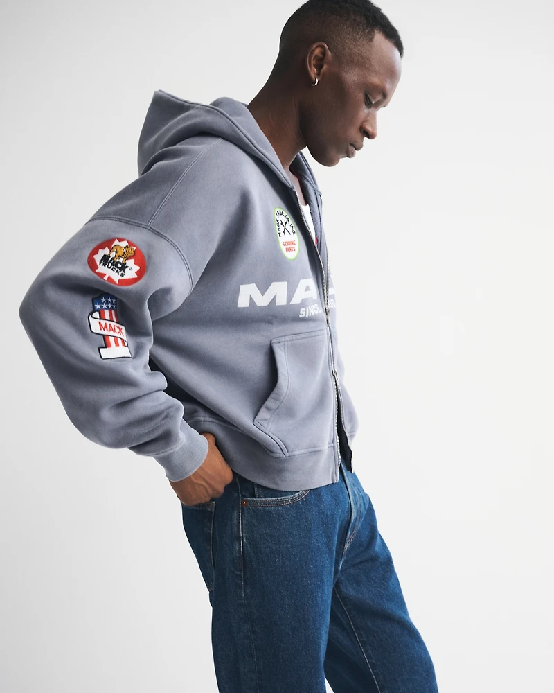 Mack Truck Cropped Full-Zip Hoodie
