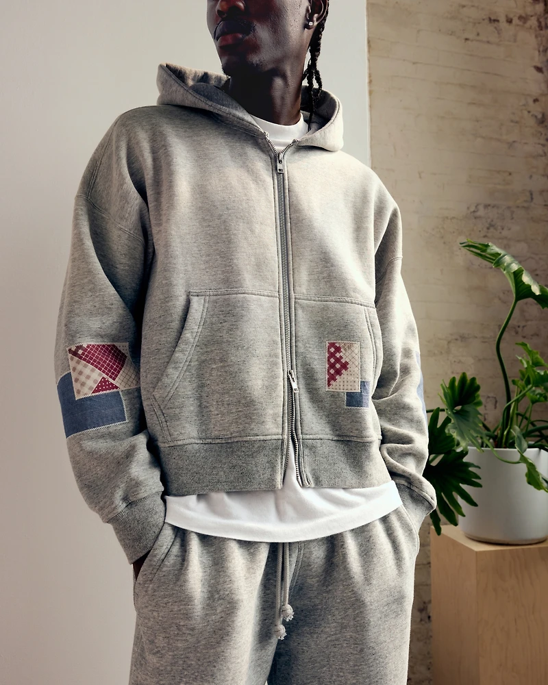 Essential Cropped Full-Zip Hoodie