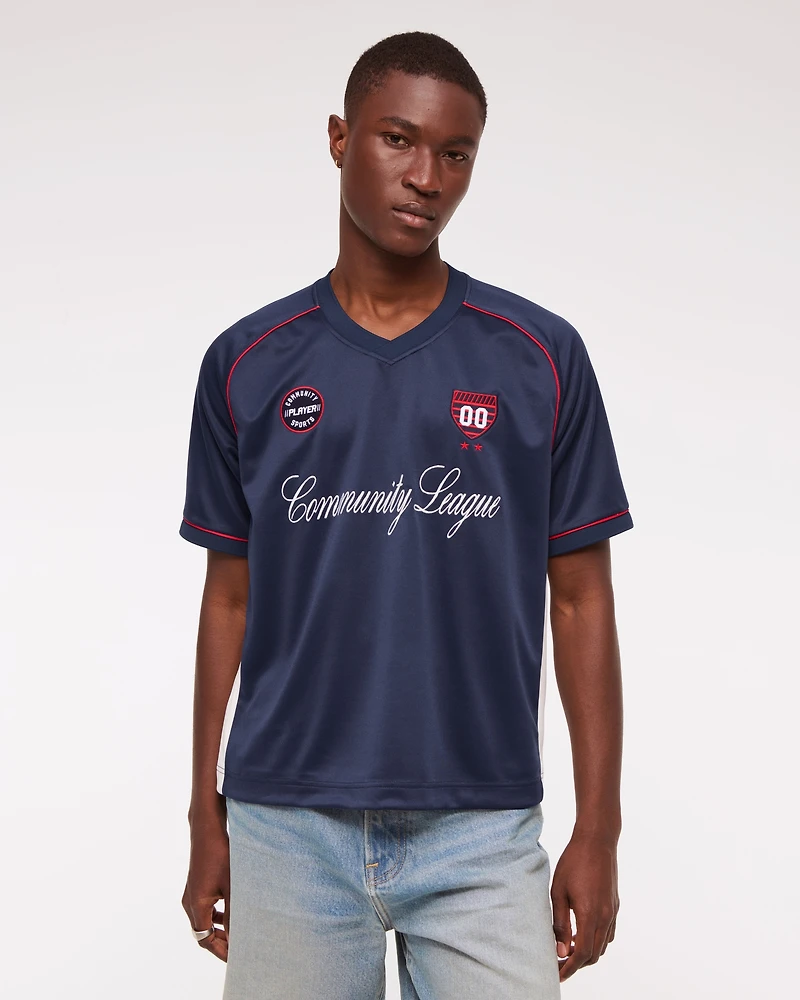 Cropped Soccer-Inspired Graphic Tee