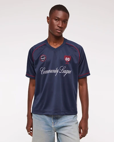 Cropped Soccer-Inspired Graphic Tee