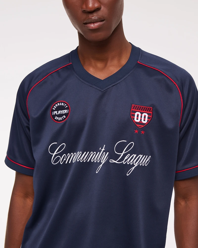 Cropped Soccer-Inspired Graphic Tee