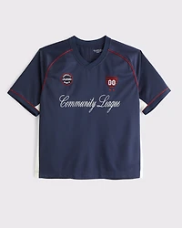 Cropped Soccer-Inspired Graphic Tee