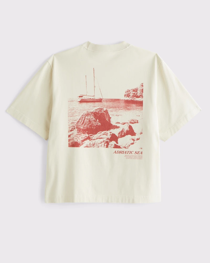 Premium Heavyweight Cropped Adriatic Sea Graphic Tee