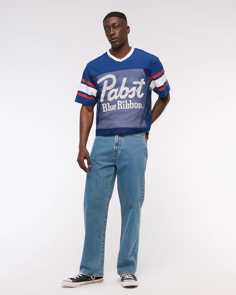 Pabst Blue Ribbon Cropped Football Jersey