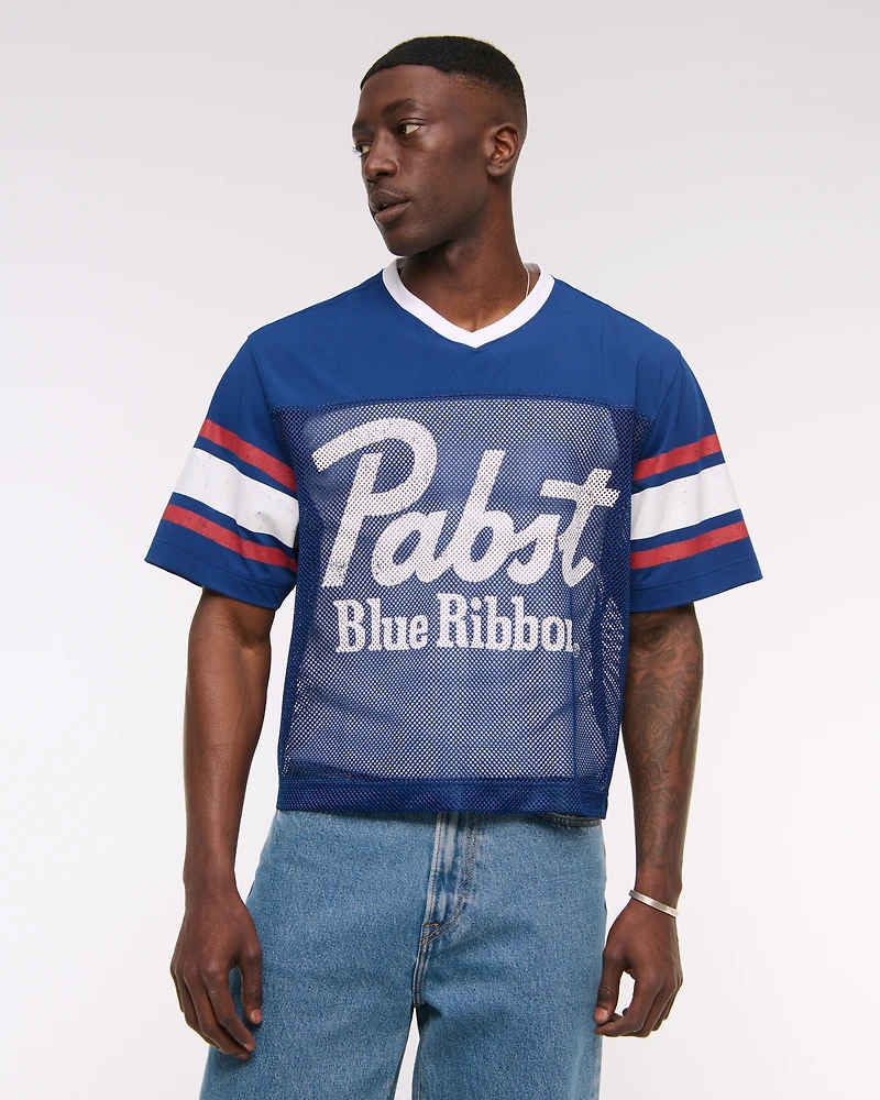 Pabst Blue Ribbon Cropped Football Jersey