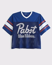 Pabst Blue Ribbon Cropped Football Jersey