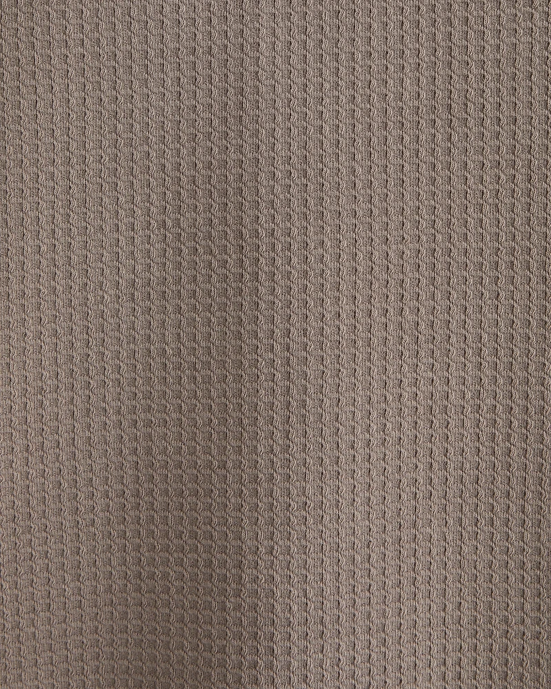 Long-Sleeve Grid Waffle Cropped Tee