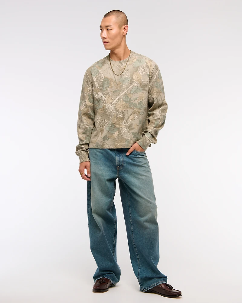 Long-Sleeve Grid Waffle Tee