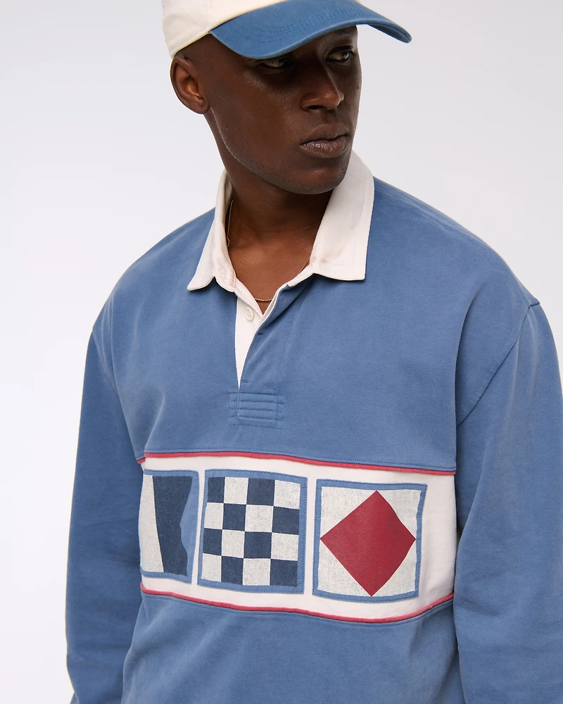 Long-Sleeve Cropped Rugby Polo