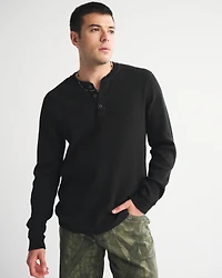 Long-Sleeve Classic Waffle Henley