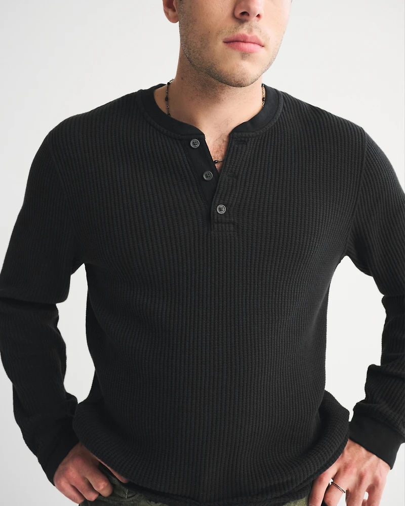 Long-Sleeve Classic Waffle Henley