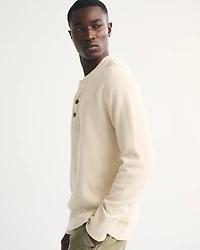 Long-Sleeve Micro-Waffle Henley